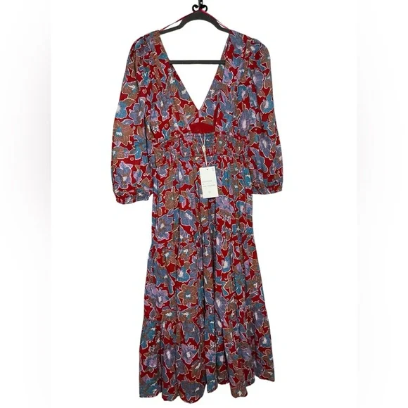 Caroline Constas Red and Blue Floral Long Sleeve Dress - Picture 7 of 8